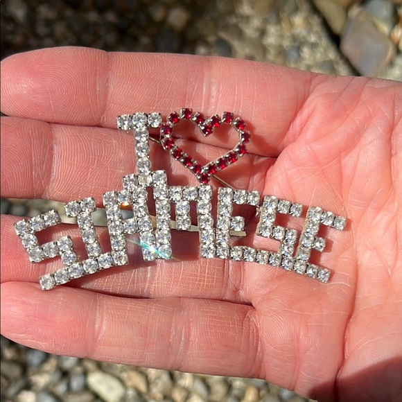 Vintage 'I Love Siamese' Cat Rhinestone Pin / Broach - Picture 3 of 7